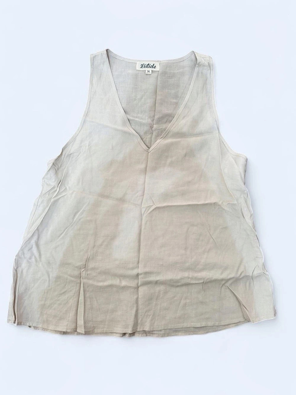 Linen-Blend V-Neck Tank Top